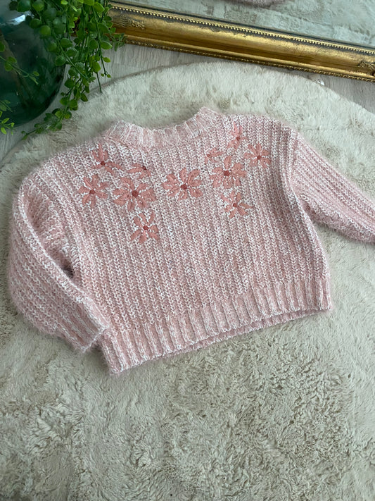 Pull rose épais effet poils – 3 ans