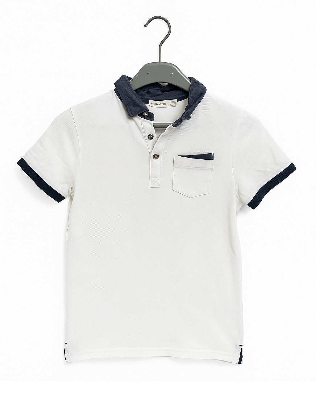 Polo blanc col et poches marine – Orchestra – 12 ans