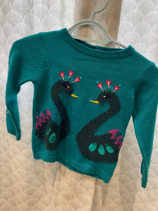 Pull bleu canard décor cygne – 5 ans – DPAM