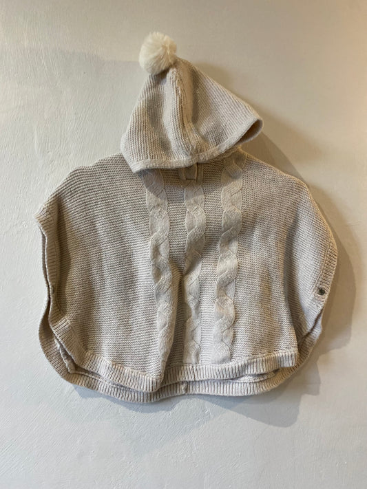 4 ans – Poncho effet laine beige à capuche – Okaïdi