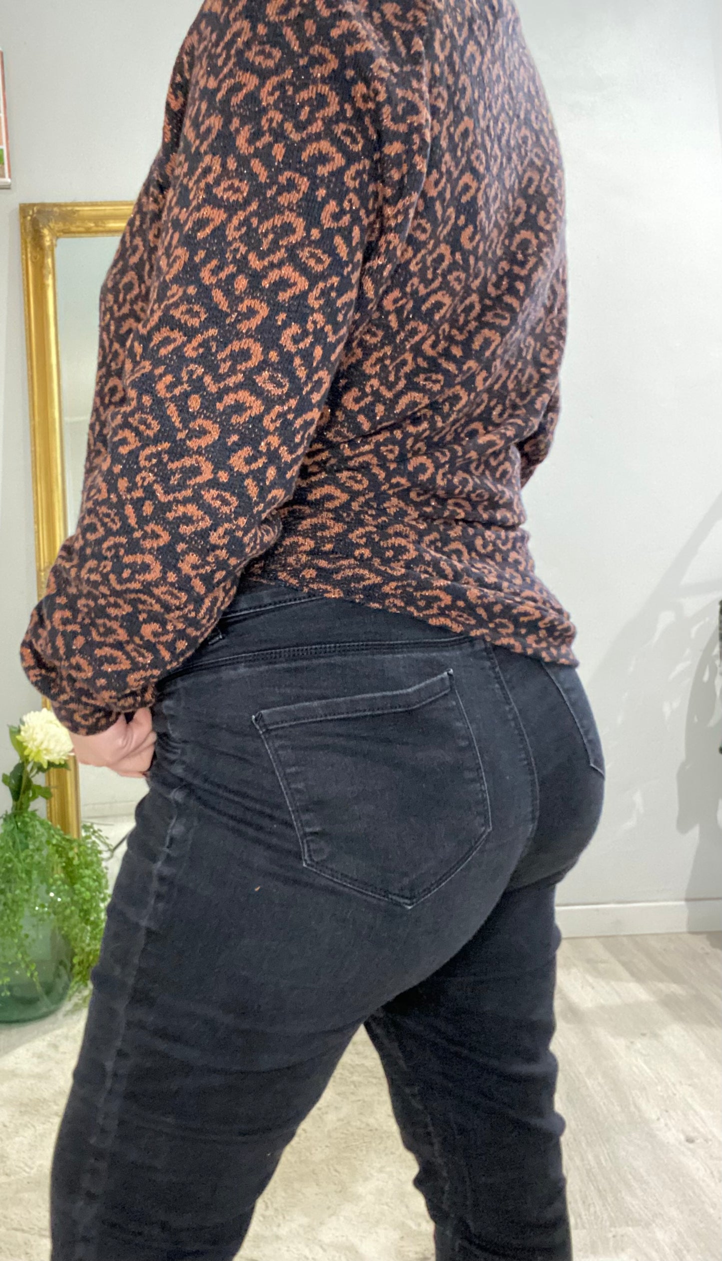 Jean noir taille XL – taille élastiquée
