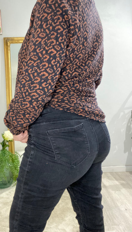 Jean noir taille XL – taille élastiquée