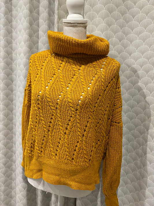 Pull moutarde effet laine col montant – Cache Cache – M