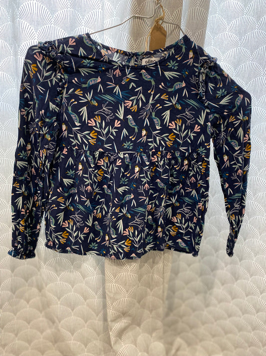 Blouse bleue motif tropical – 8 ans – Gémo