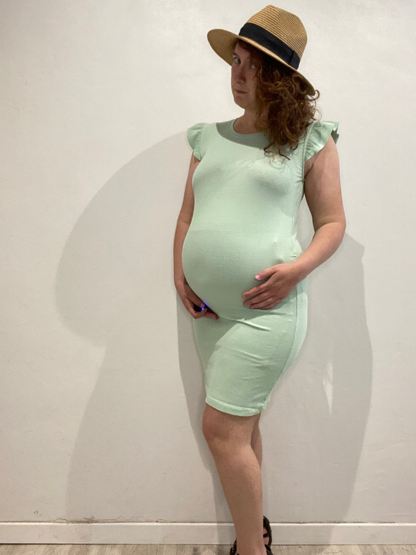 Robe verte côtelé