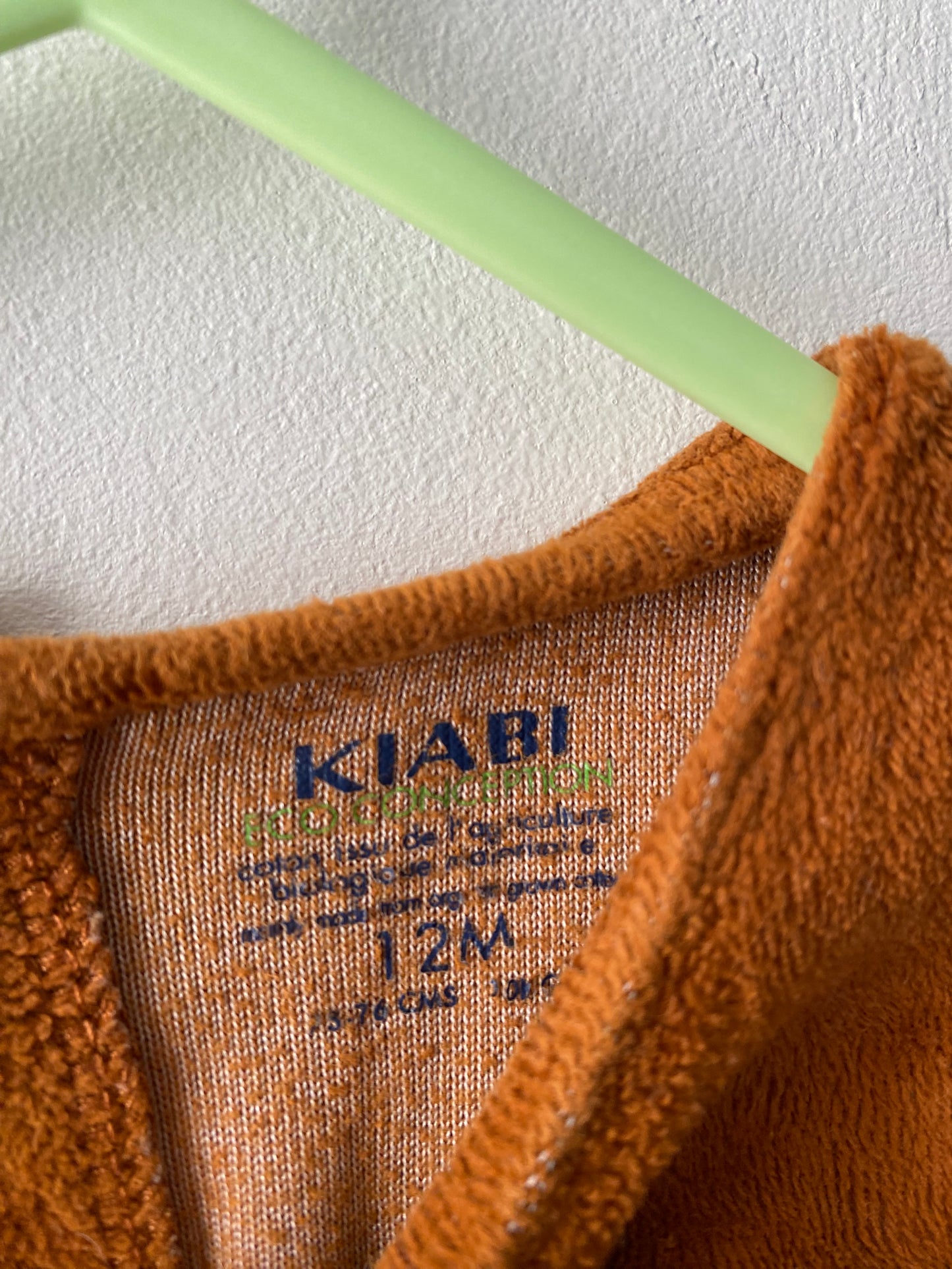 Pyjama bébé velours marron – 12 mois – KIABI