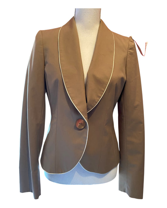 🧥 Veste blazer femme 42 – 1.2.3 Paris – marron couture beige – Neuve avec étiquette