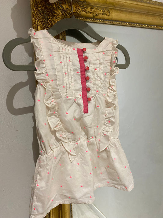 Robe blanche et rose 9 mois