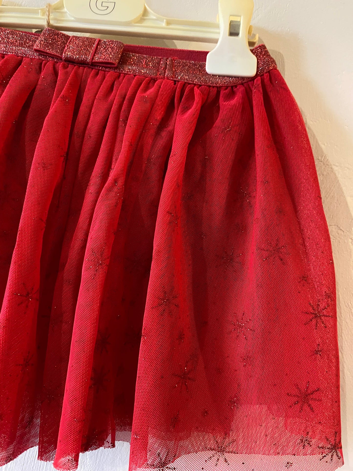 jupe rouge en tulle à paillettes – flocons ❄️ – 6 ans – okaïdi