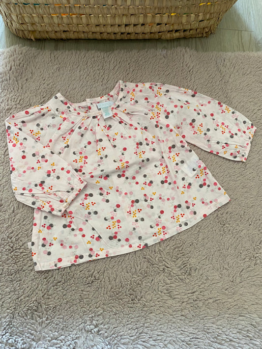 🌸 Blouse rose à pois – Obaïbi – 6 mois