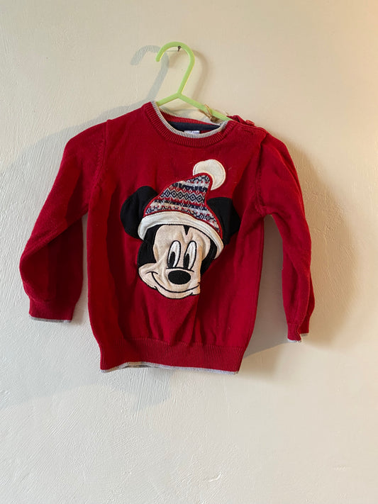 Pull de Noël rouge Mickey – Disney – 12 mois