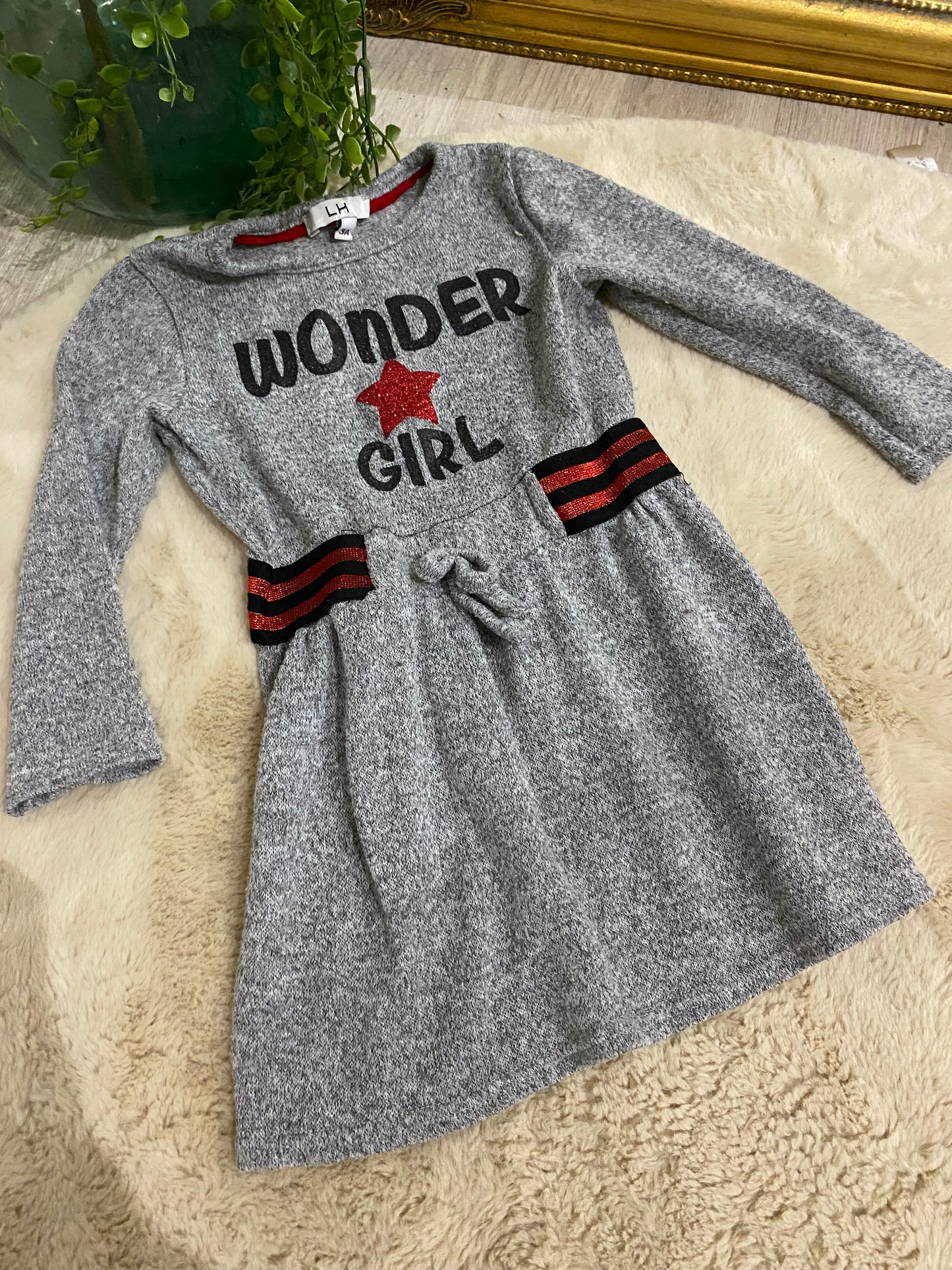 Robe grise chinée Wonder Girl – La Halle – 3 ans 👧✨