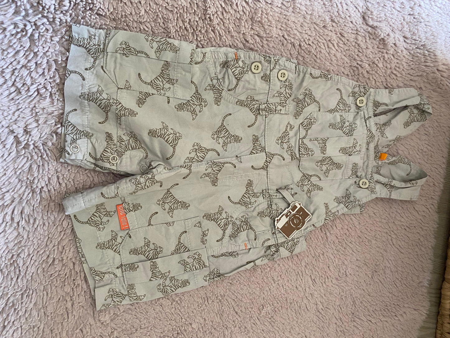 🐯 Salopette beige motif tigre – 3 mois – sans marque