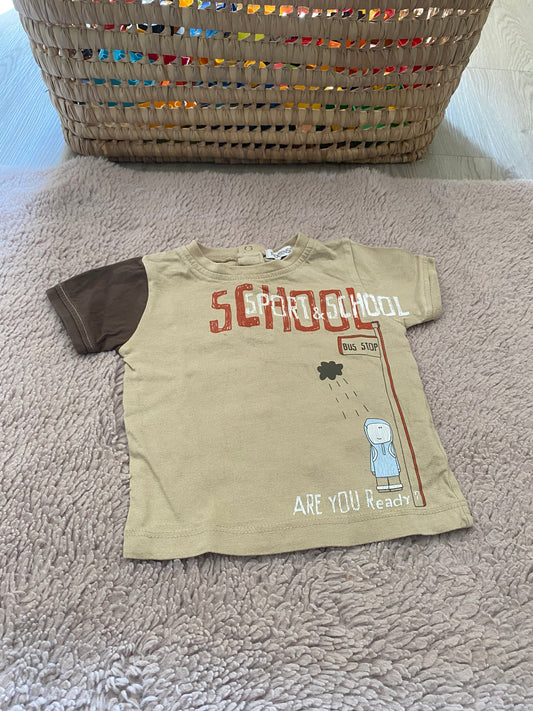 🤎 T-shirt manches courtes beige – In Extenso – 6 mois