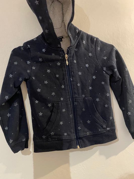 Gilet sweat à motif étoiles enfant – 8 ans – intérieur moumoute