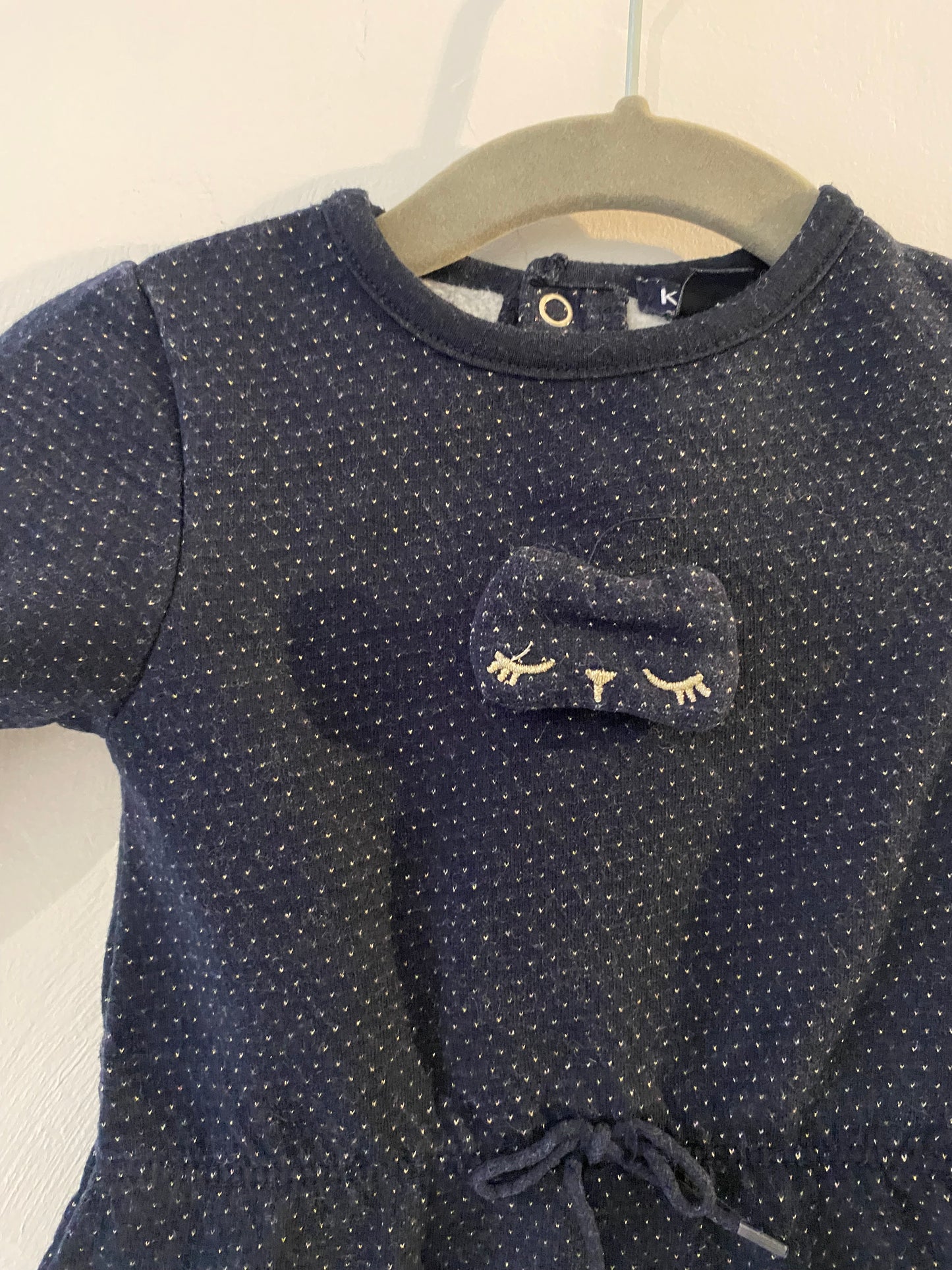 Robe molletonnée Kiabi - Marine à pois dorés - 6 mois