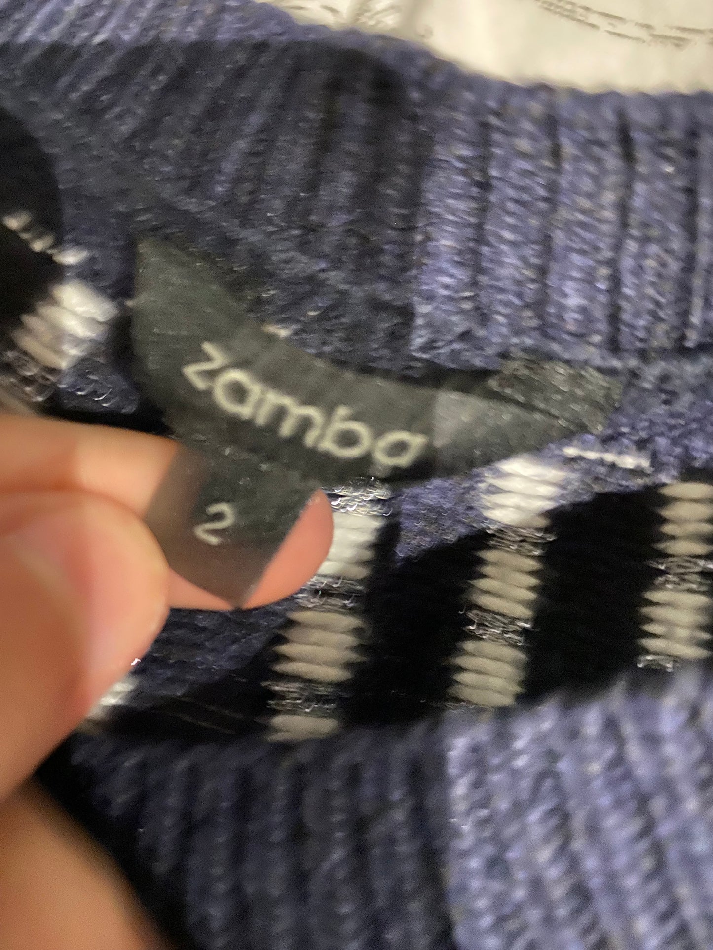 Pull marine, gris et argent col rond – Super U – T38/40