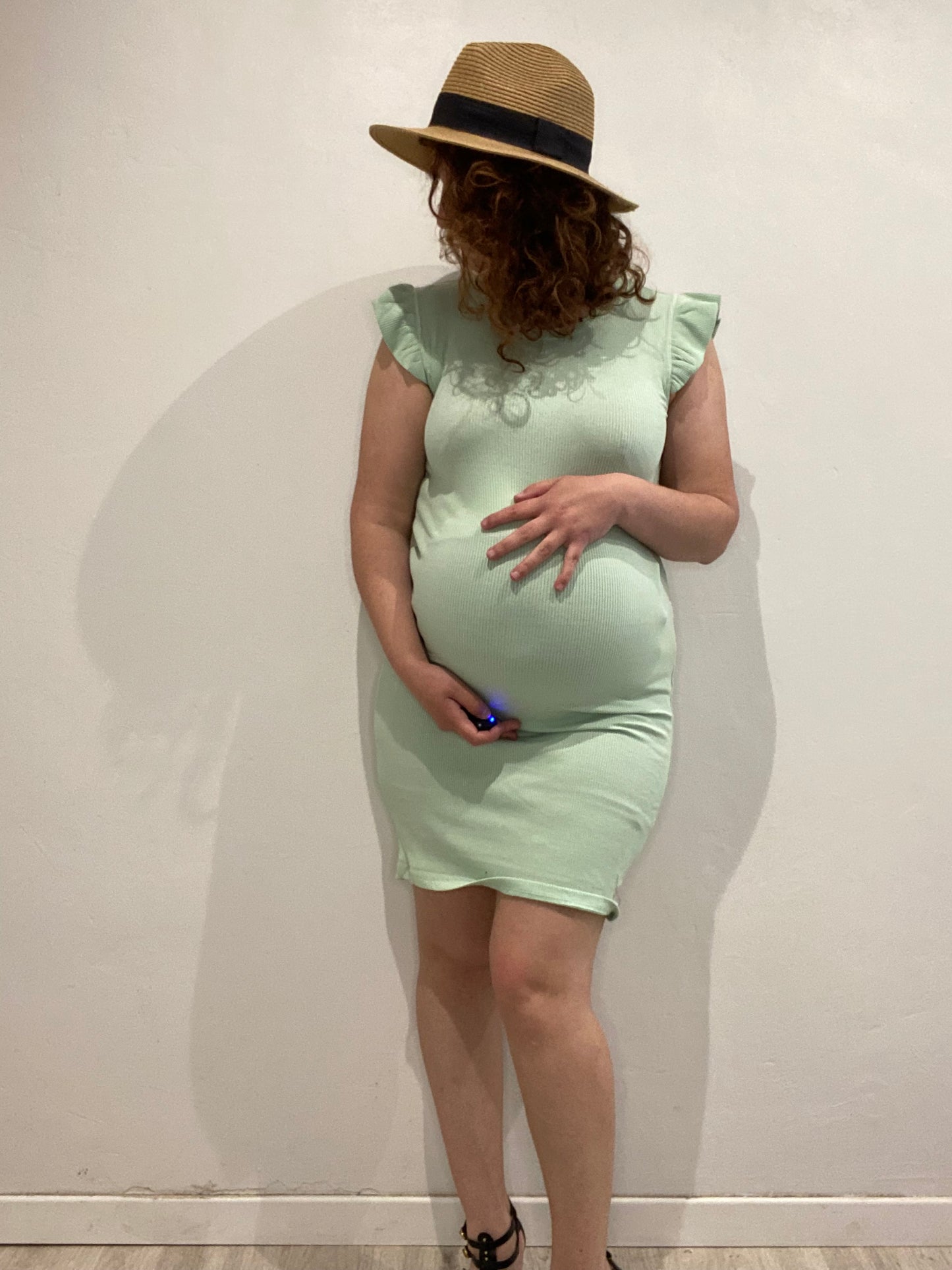Robe verte côtelé