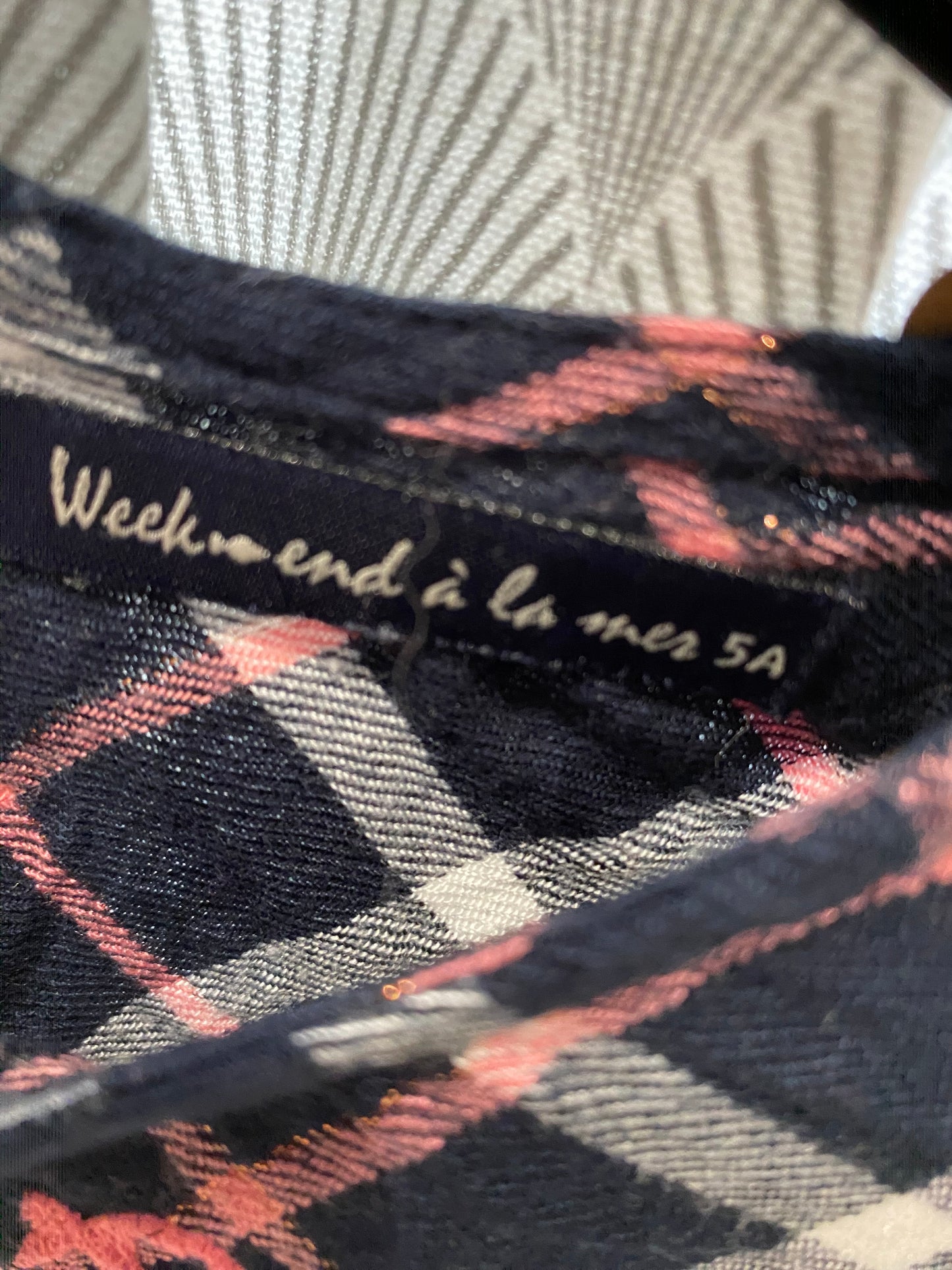 Blouse marine à traits rose et blanc – 5 ans – Un Week-end à la Mer