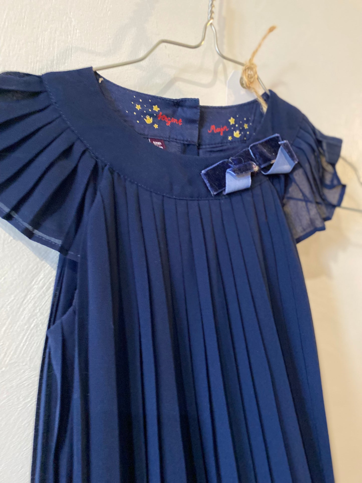 robe marine à nœud velours plissée – 8 ans – sergent major
