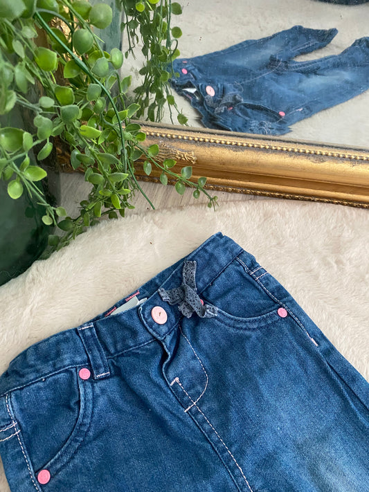 Jean regular avec boutons roses – 9 mois COCOON 👖🌸