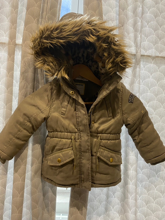 🐆 Doudoune kaki intérieur léopard – 3 ans –  défaut