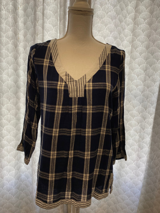 💙🤍 Blouse à carreaux bleus et blancs – Super U – taille 38
