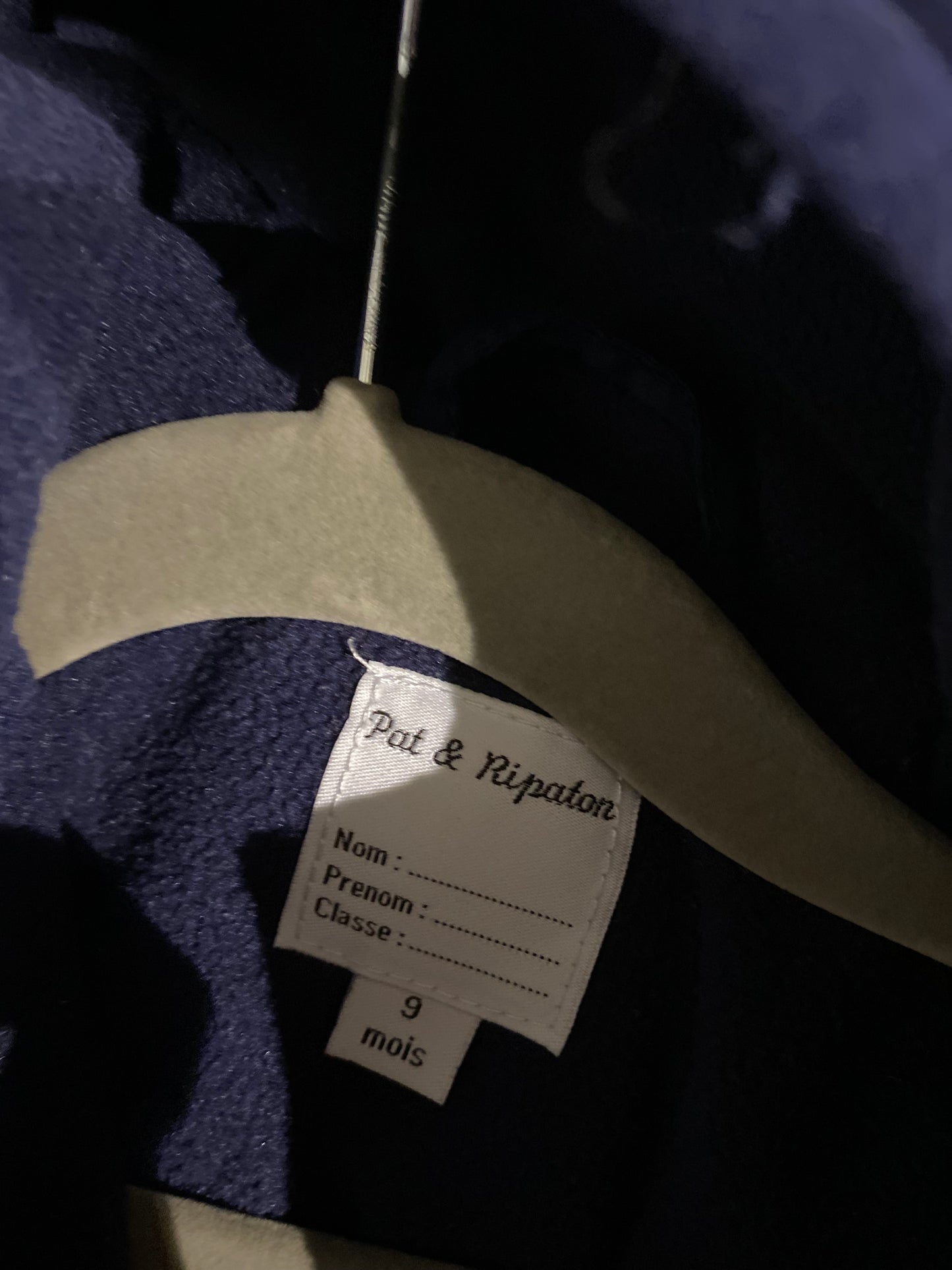 🌧️ Doudoune marine – Pat et Ripaton – 9 mois