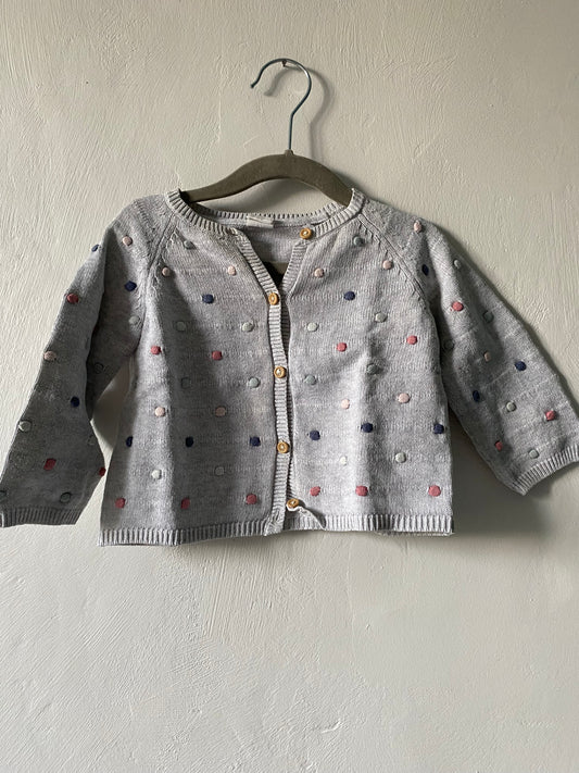 Gilet en maille H&M gris à pois colorés en relief - Taille 9 mois (74 cm)