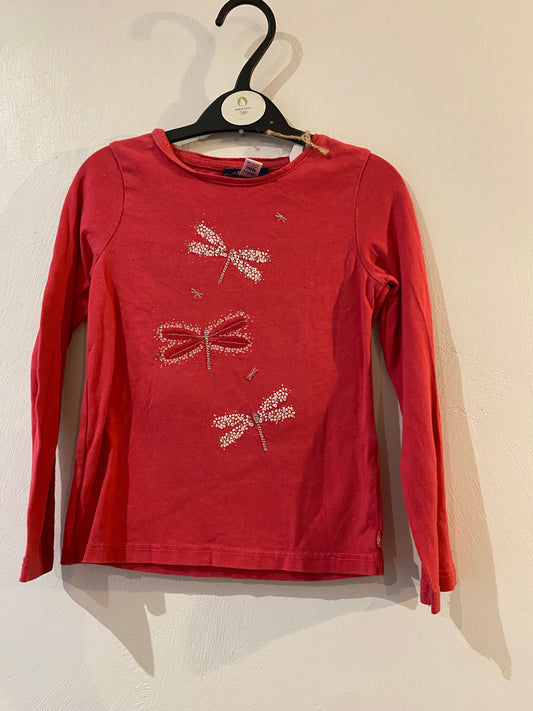 T-shirt fuchsia manches longues papillons – Okaïdi – 4 ans 🩷🦋