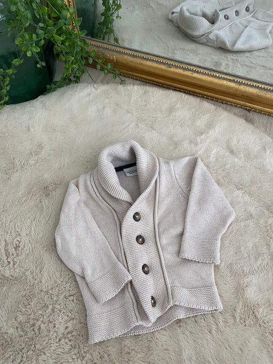 Gilet crème à gros boutons – col montant – taille 3 mois – Tape à l’Œil 🤍✨