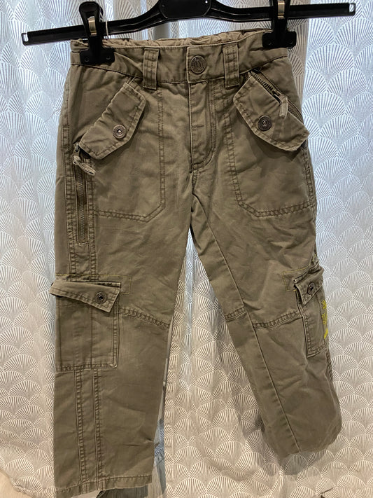 Pantalon cargo kaki/marron décor robot – 7 ans – Orchestra (ancienne collection)