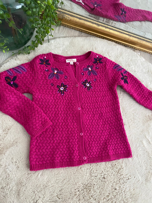 Gilet fuchsia à fleurs – 5 ans