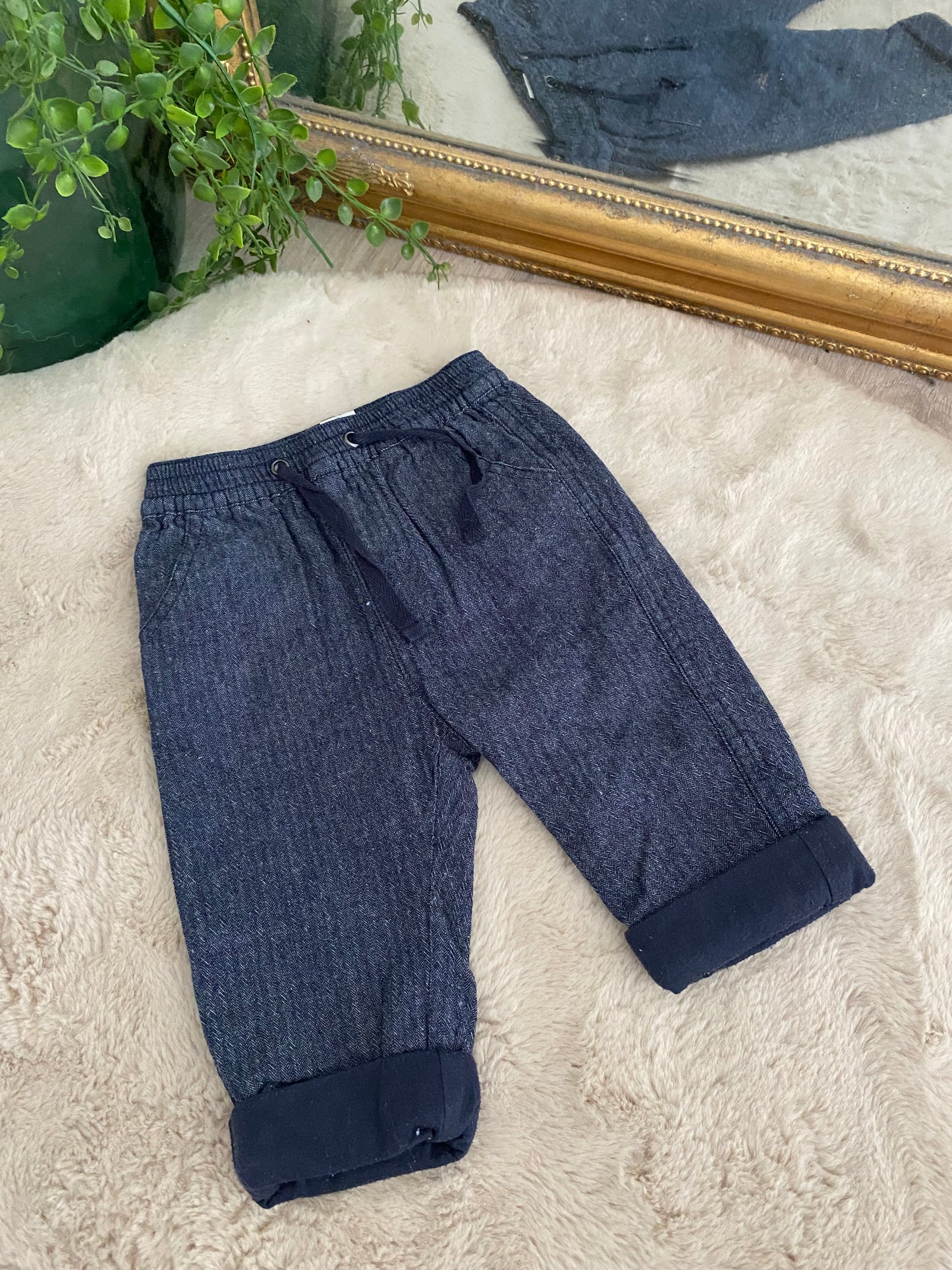 Pantalon gris bleu avec lien de serrage – taille 6 mois – Tape à l’Œil 👶🩶