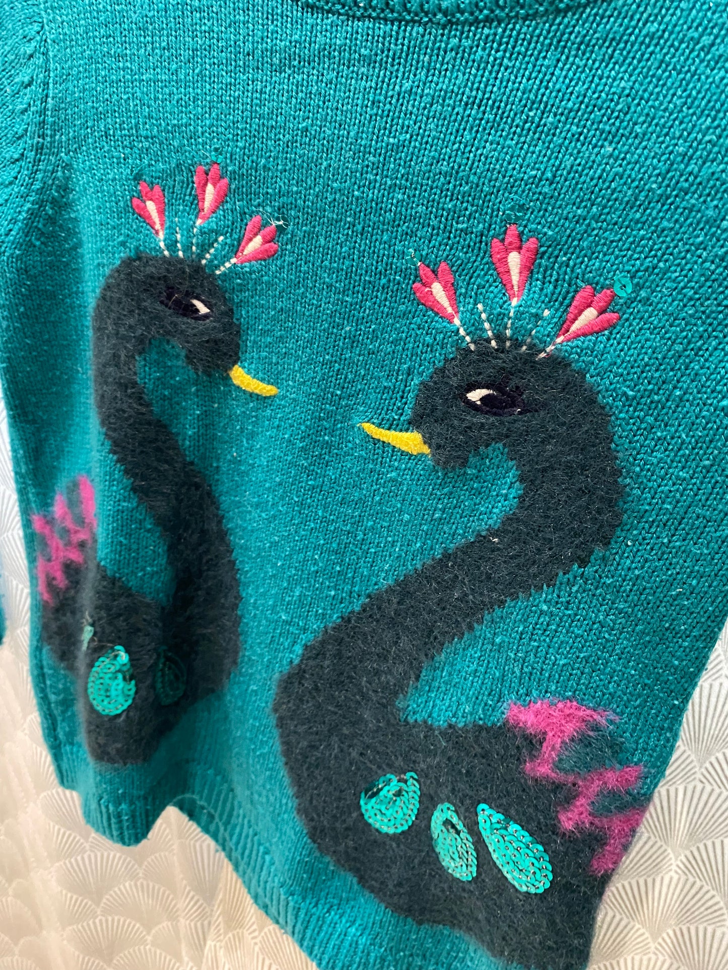 Pull bleu canard décor cygne – 5 ans – DPAM