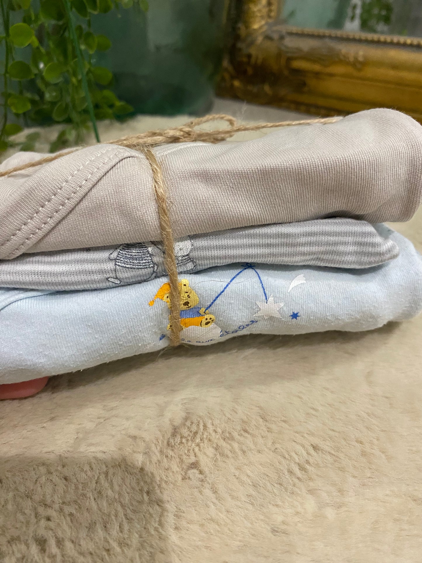 Lot de 3 bodies bébé gris & beige – Motifs & unis – 3 mois – C&A