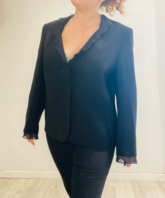 Veste blazer noire effet froufrou