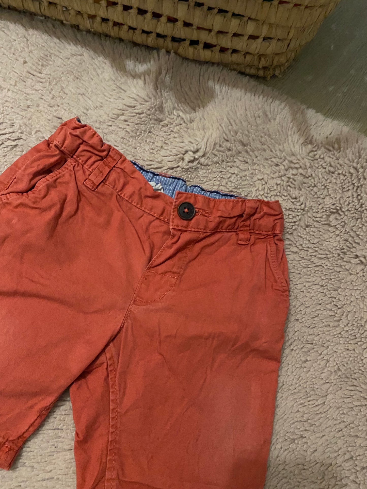 🩳 Lot 2 shorts longs bébé 18 mois – H&M + Tex – rouille & kaki – Très bon état