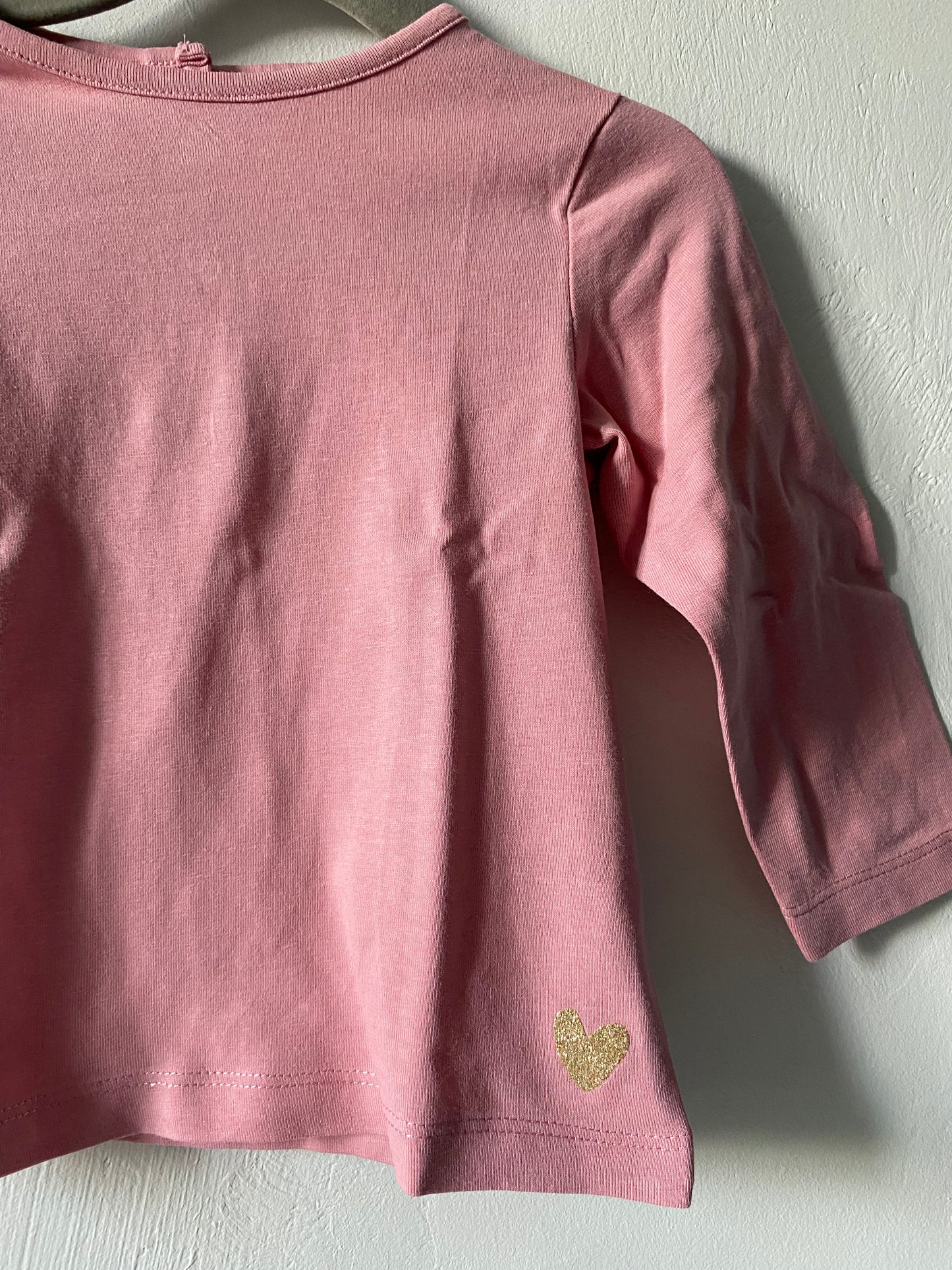 T-shirt manches longues rose Orchestra avec cœur doré - 12 mois