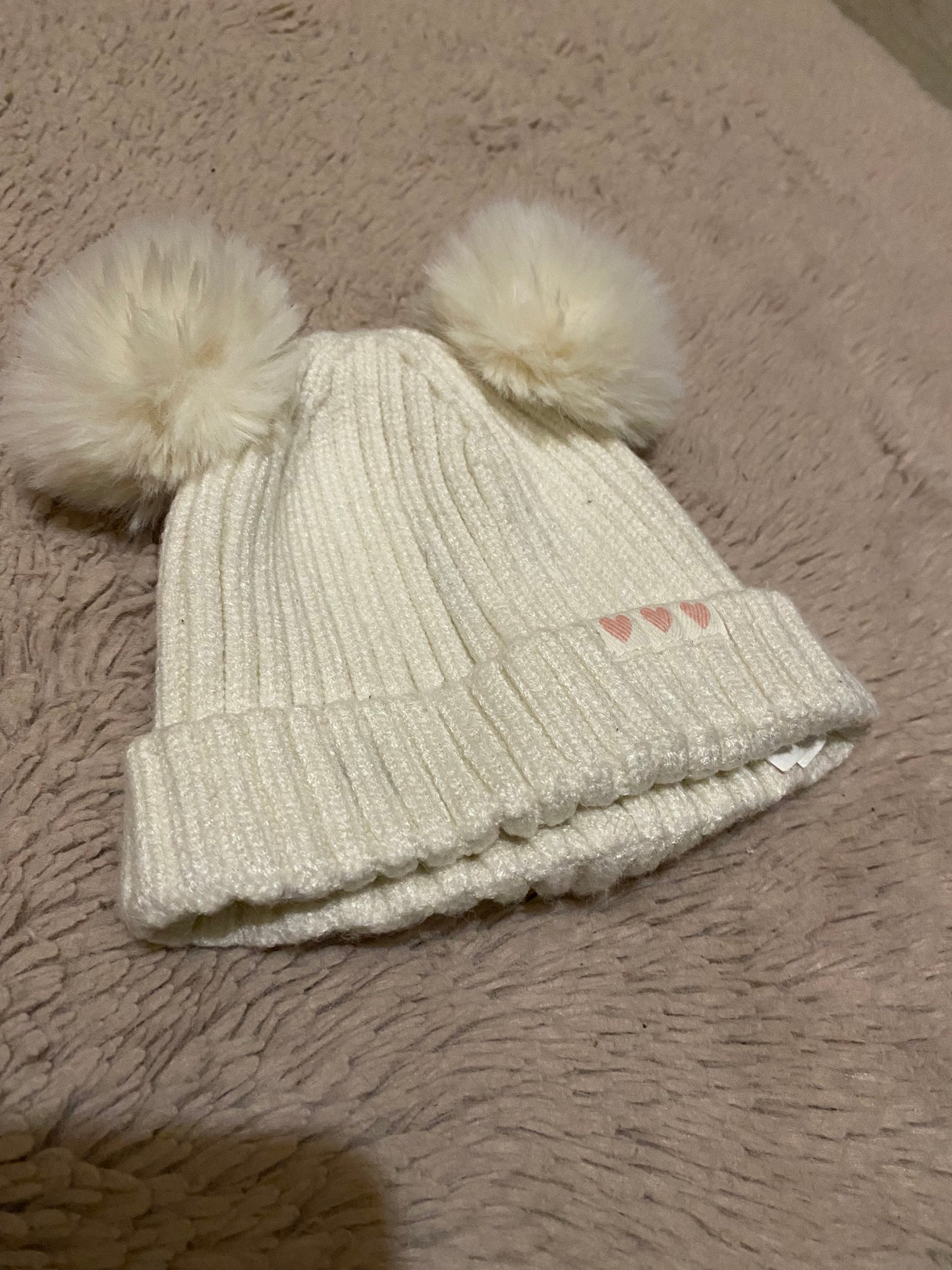 Bonnet crème à deux pompons – Orchestra | 3/6 mois