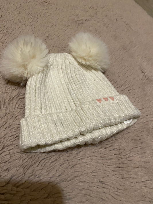 Bonnet crème à deux pompons – Orchestra | 3/6 mois