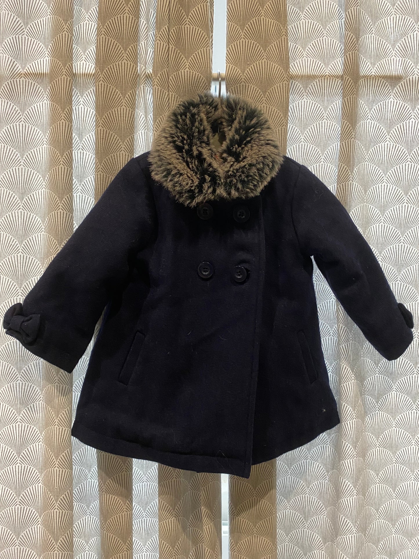 🧥 Duffle-coat marine chaud col fourrure – Tape à l’œil – 18 mois