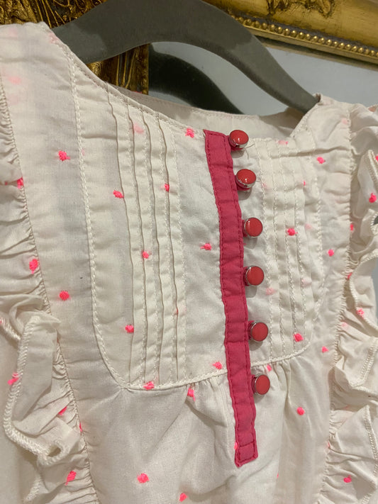 Robe blanche et rose 9 mois