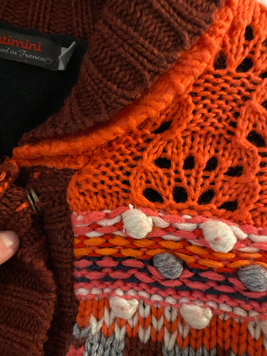 Gilet effet laine enfant rouge/beige/noir – 6 ans – Catimini