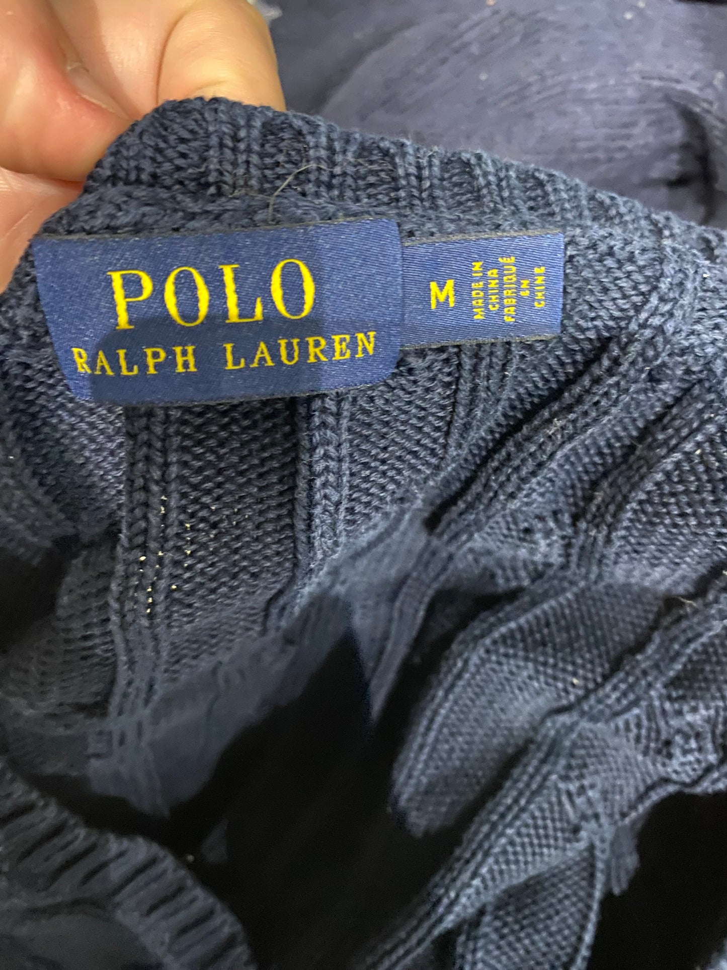 Pull marine torsadé col V – Ralph Lauren – T38