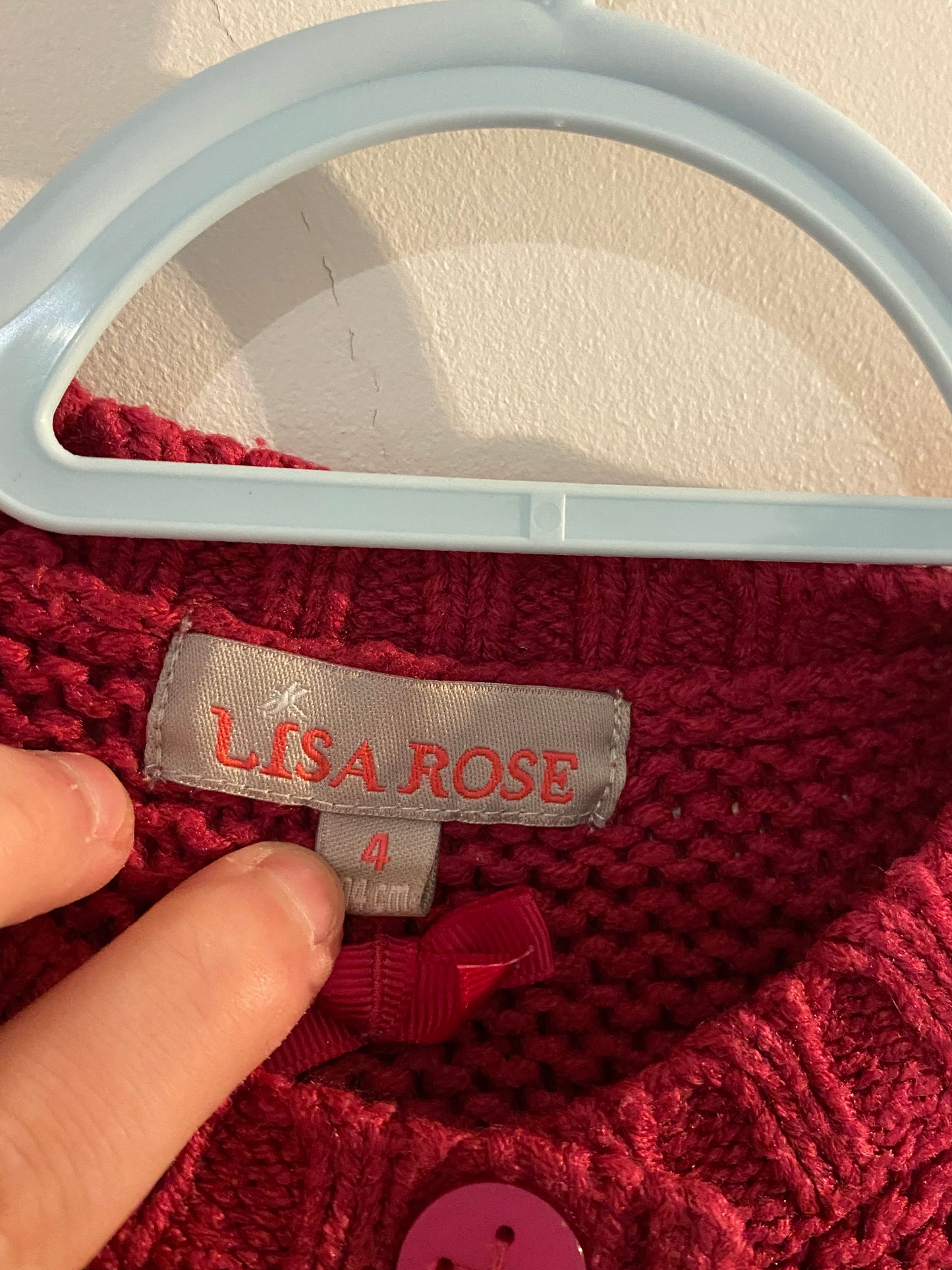 Gilet épais enfant fuchsia col rond – 4 ans – Lisa Rose