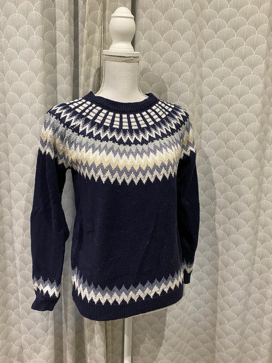 Pull marine, gris et argent col rond – Super U – T38/40