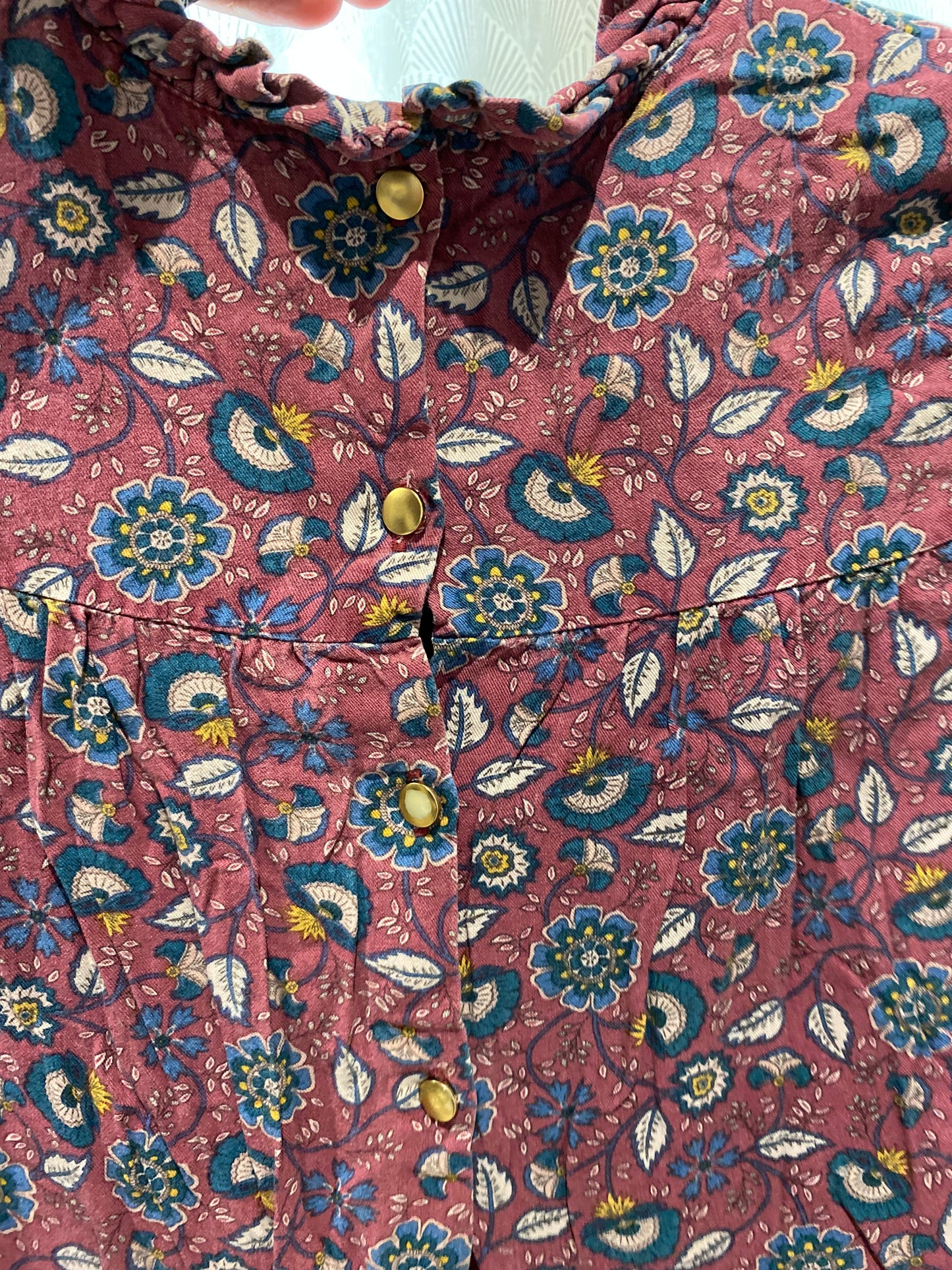 Blouse bordeaux à motifs fleurs col montant – 8 ans – Sergent Major