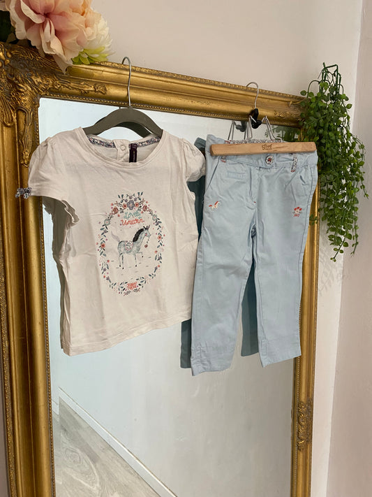 Ensemble bleu licorne 4 ans