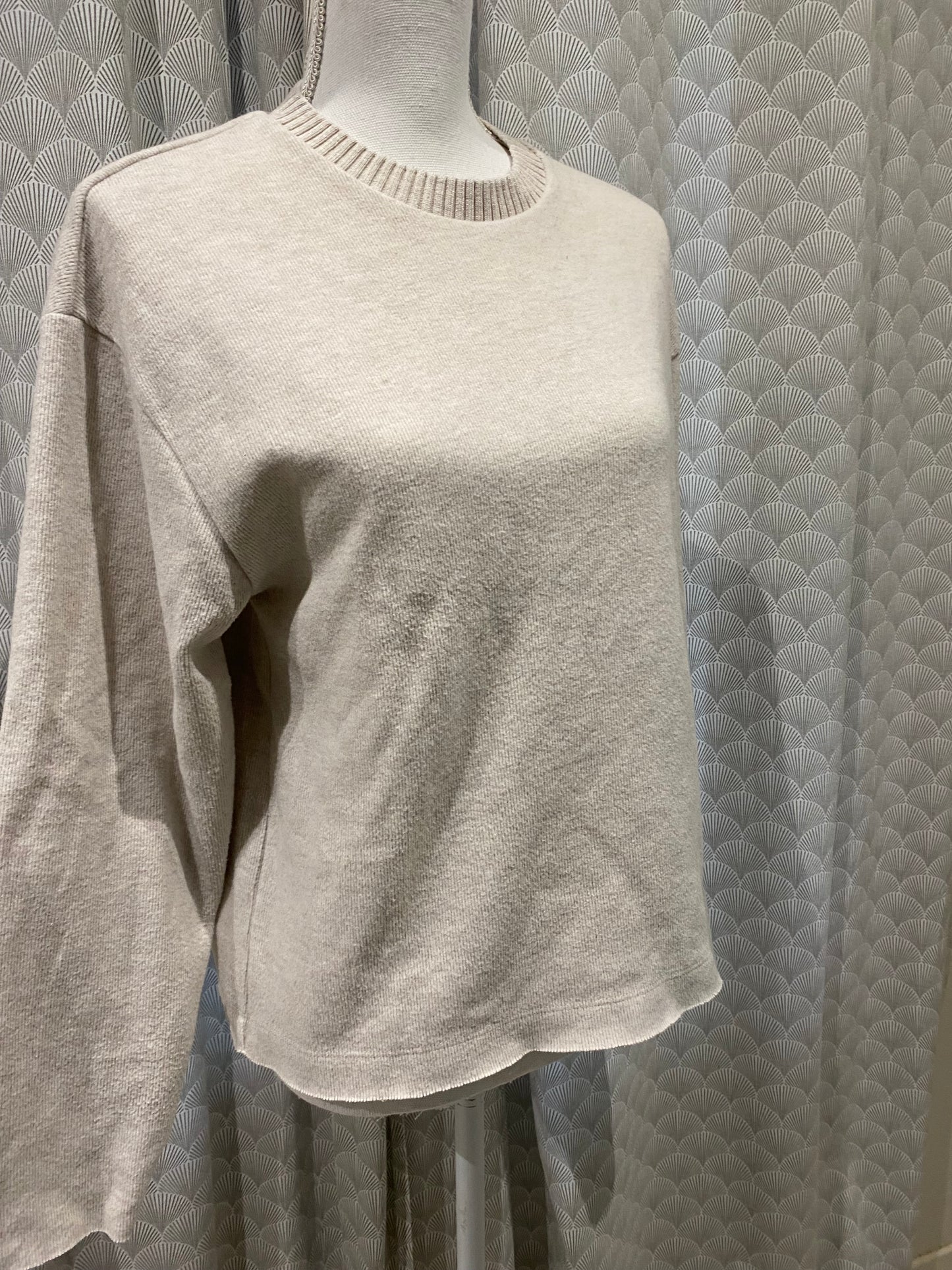 Pull beige col rond effet double – Zara – M